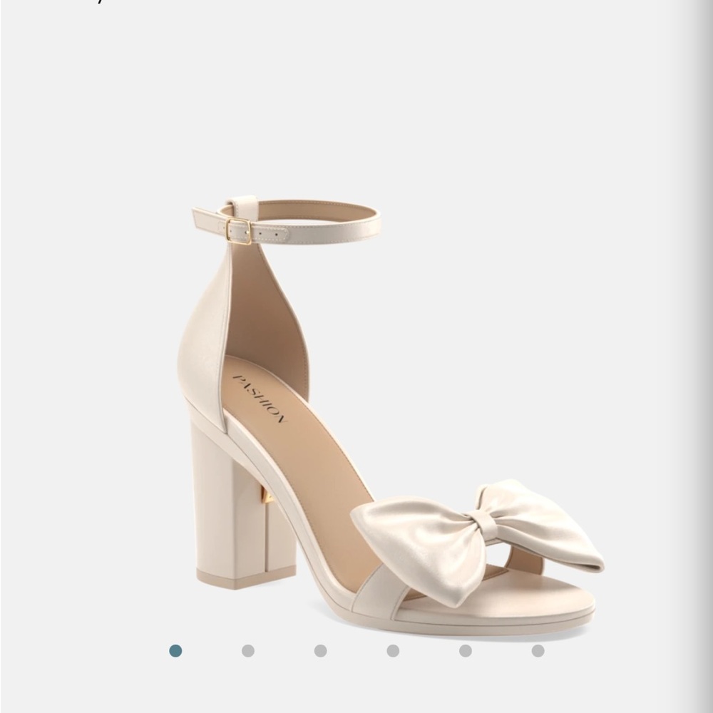 Pashion Footwear Cream Heels with Block Heel and Ankle Strap